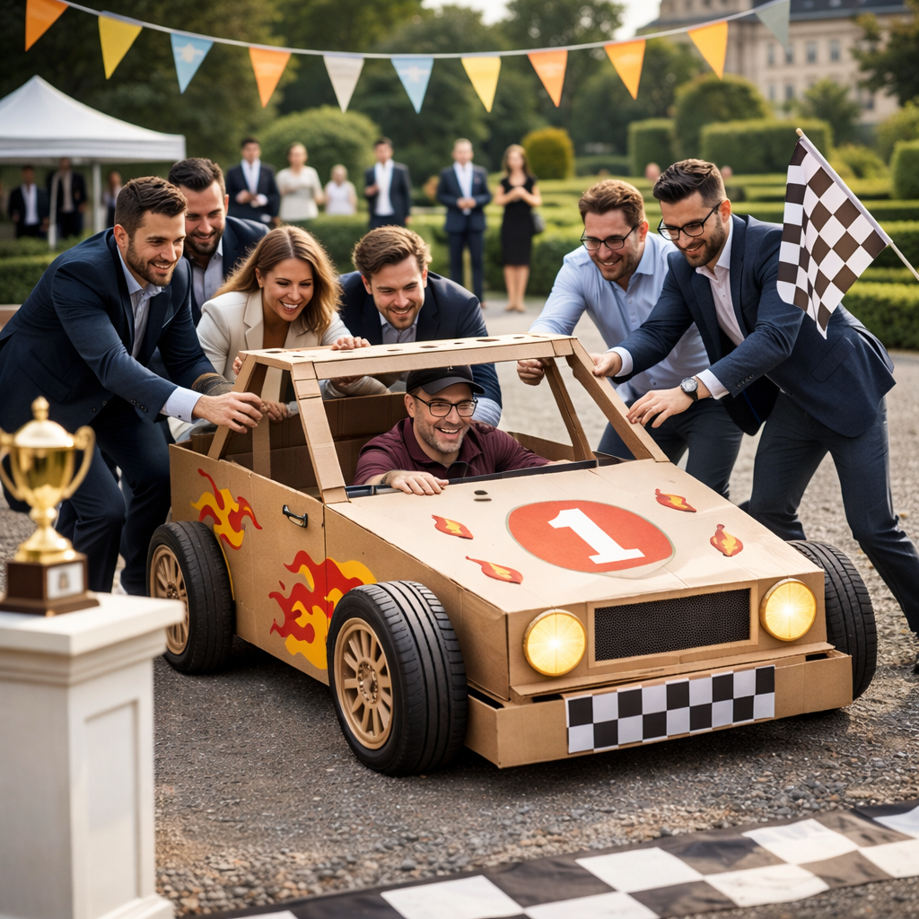 Team building construction voiture en carton